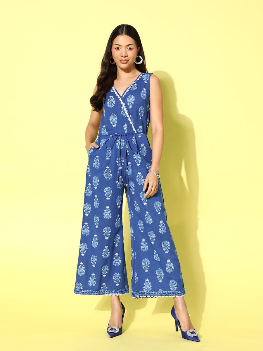 Ahalyaa Printed Cotton Basic Jumpsuit - Distacart