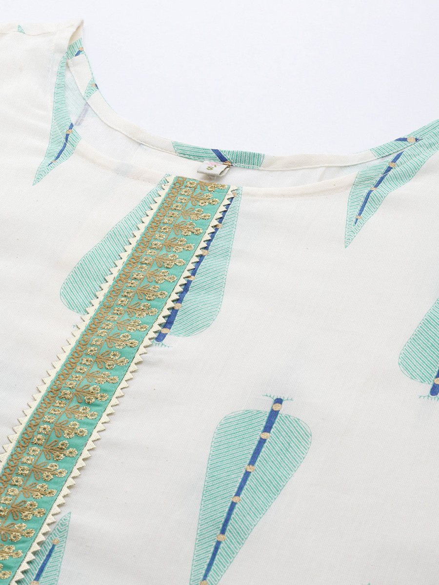 Ahalyaa Printed Embroidered Ethnic Tunic - Distacart