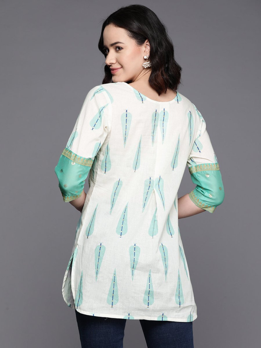 Ahalyaa Printed Embroidered Ethnic Tunic - Distacart