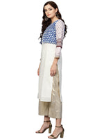 Thumbnail for Ahalyaa Printed Straight Cotton Blend Kurta with koti Jacket