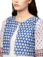 Thumbnail for Ahalyaa Printed Straight Cotton Blend Kurta with koti Jacket