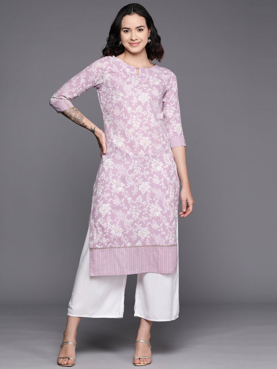 Ahalyaa Floral Printed Pure Cotton Kurta - Distacart