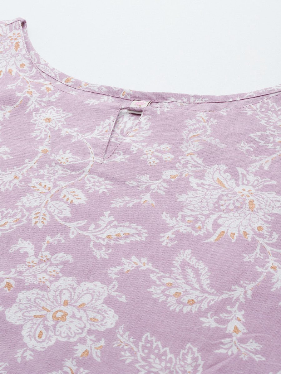 Ahalyaa Floral Printed Pure Cotton Kurta - Distacart