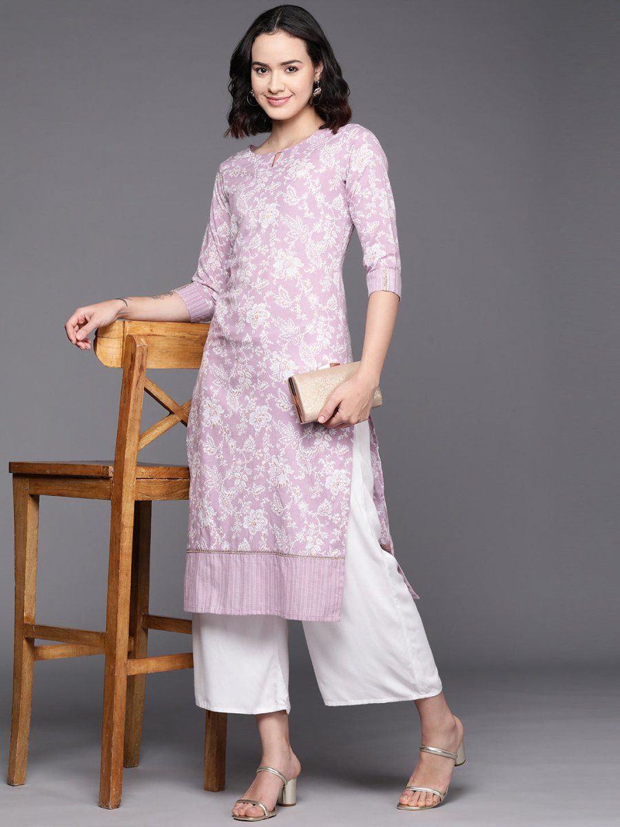Ahalyaa Floral Printed Pure Cotton Kurta - Distacart