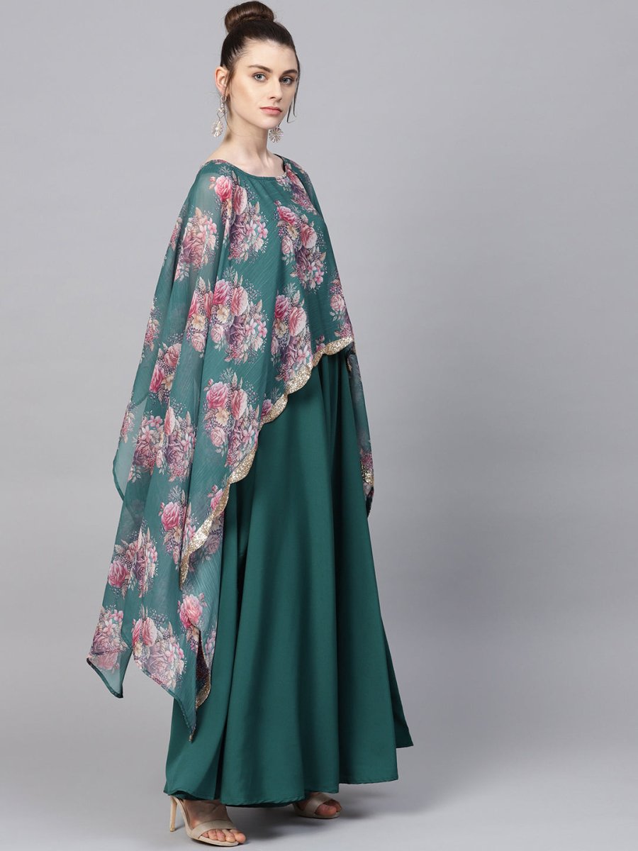 Ahalyaa Womens Crepe Chiffon Double Layer Cap Style Kurta - Distacart