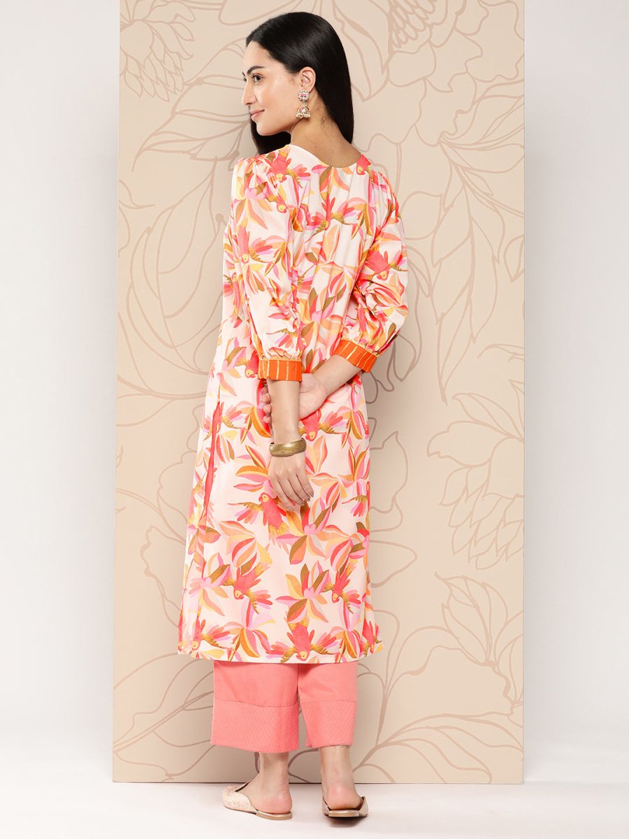 Ahalyaa Women Floral Printed Gotta Patti Crepe Kurta - Distacart