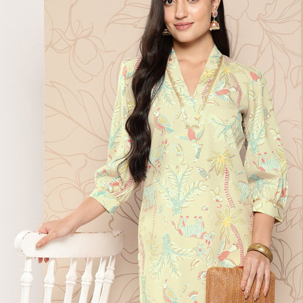 Ahalyaa Women Floral Printed Gotta Patti Crepe Kurta - Distacart