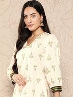 Thumbnail for Ahalyaa Women Floral Printed Gotta Patti Crepe Kurta - Distacart