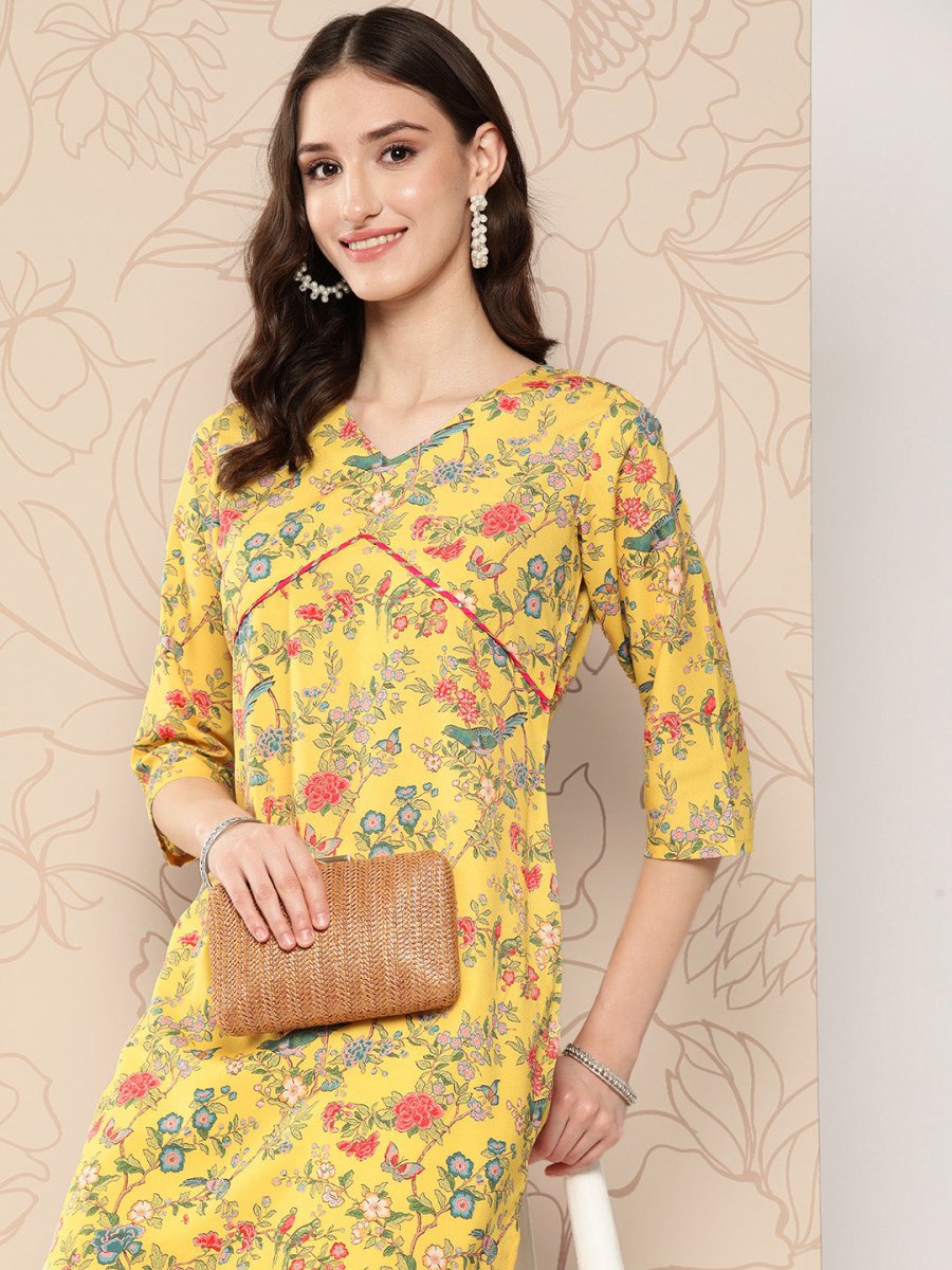 Ahalyaa Women Floral Printed Gotta Patti Crepe Kurta - Distacart