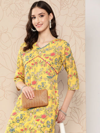 Ahalyaa Women Floral Printed Gotta Patti Crepe Kurta - Distacart