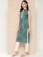 Thumbnail for Ahalyaa Women Floral Printed Gotta Patti Crepe Kurta - Distacart