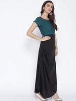 Thumbnail for Ahalyaa Women Black & Green Colourblocked A-Line Kurta - Distacart