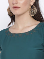 Thumbnail for Ahalyaa Women Black & Green Colourblocked A-Line Kurta - Distacart