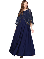 Thumbnail for Ahalyaa Women Navy Blue Solid A-Line Layered Beautiful Kurta