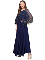 Thumbnail for Ahalyaa Women Navy Blue Solid A-Line Layered Beautiful Kurta
