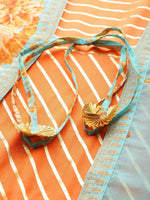 Thumbnail for Ahalyaa Women Orange & Gold Ethnic Kurta Dress