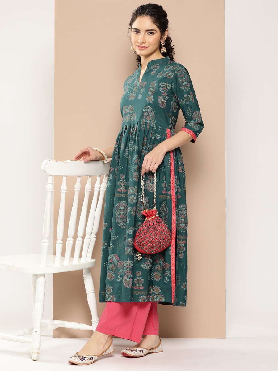 Ahalyaa Women Floral Printed Floral Crepe Kurta - Distacart
