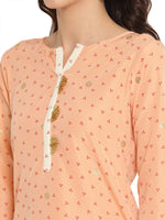 Thumbnail for Ahalyaa Peach-Coloured & Red Bandhani Print High Low Straight Kurta