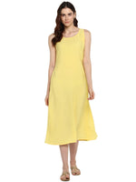 Thumbnail for Ahalyaa Women Yellow Solid A-Line Dress - Distacart