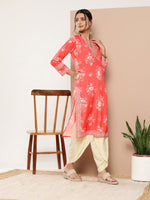 Thumbnail for Ahalyaa Women Red Floral Printed Gotta Patti Kurta with Dhoti Pants - Distacart