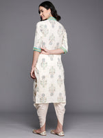Thumbnail for Ahalyaa Floral Printed Regular Pure Cotton Kurta With Dhoti Pants - Distacart