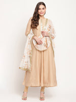 Thumbnail for Ahalyaa Beige & Off-White Beautiful Anarkali Kurta with Dupatta - Distacart