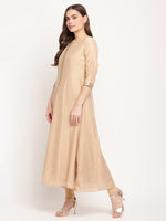 Thumbnail for Ahalyaa Beige & Off-White Anarkali Kurta with Dupatta