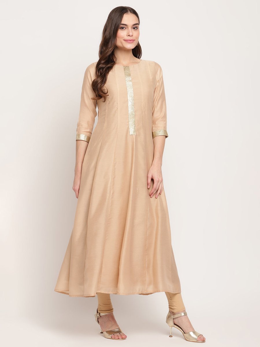 Ahalyaa Beige & Off-White Beautiful Anarkali Kurta with Dupatta - Distacart