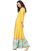 Thumbnail for Ahalyaa Mustard Straight Crepe Kurta Set