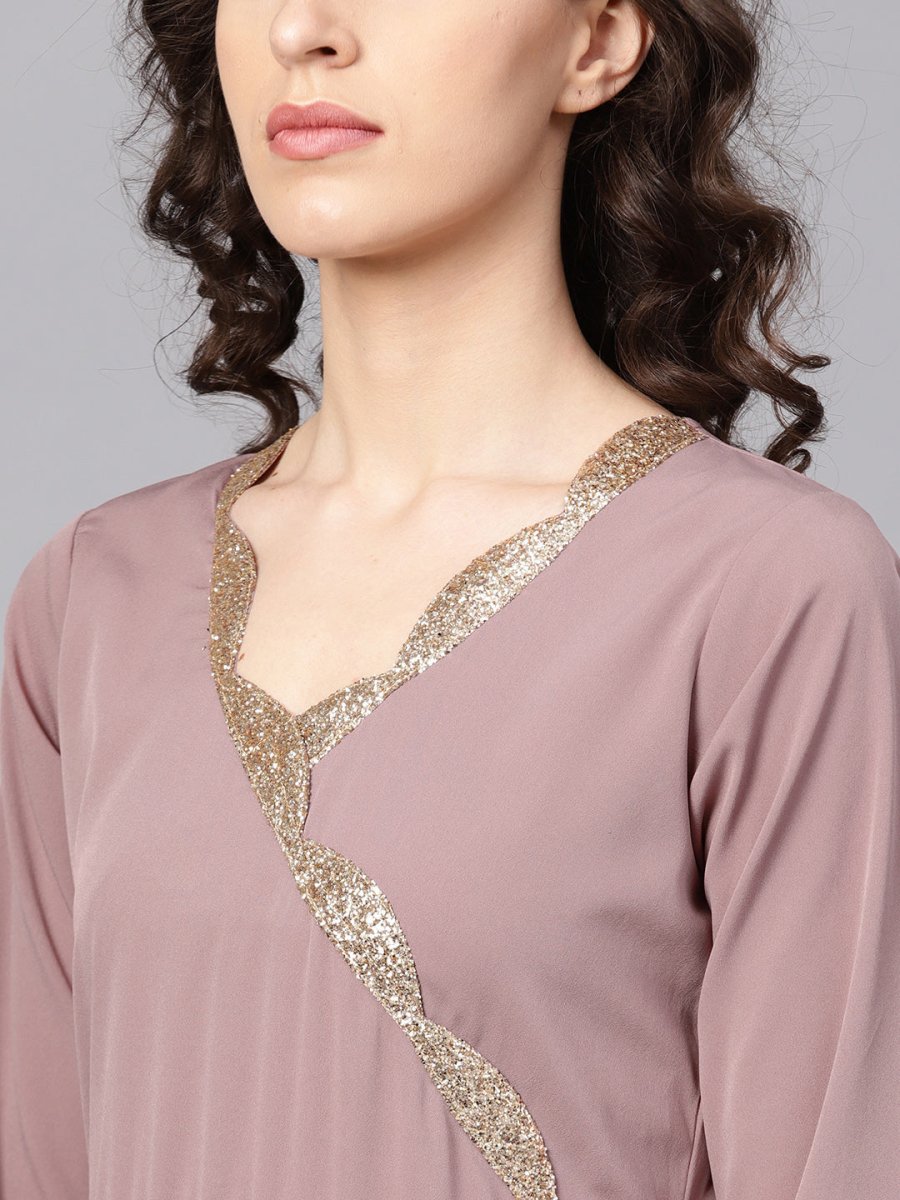 Ahalyaa Women's Mauve A-Line Kurta Set