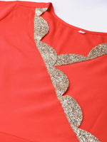 Thumbnail for Ahalyaa Women Red Mustard Yellow Solid Angrakha A-Line Dress with Dupatta - Distacart