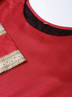 Thumbnail for Ahalyaa Women Red Solid Anarkali Kurta With Dupatta