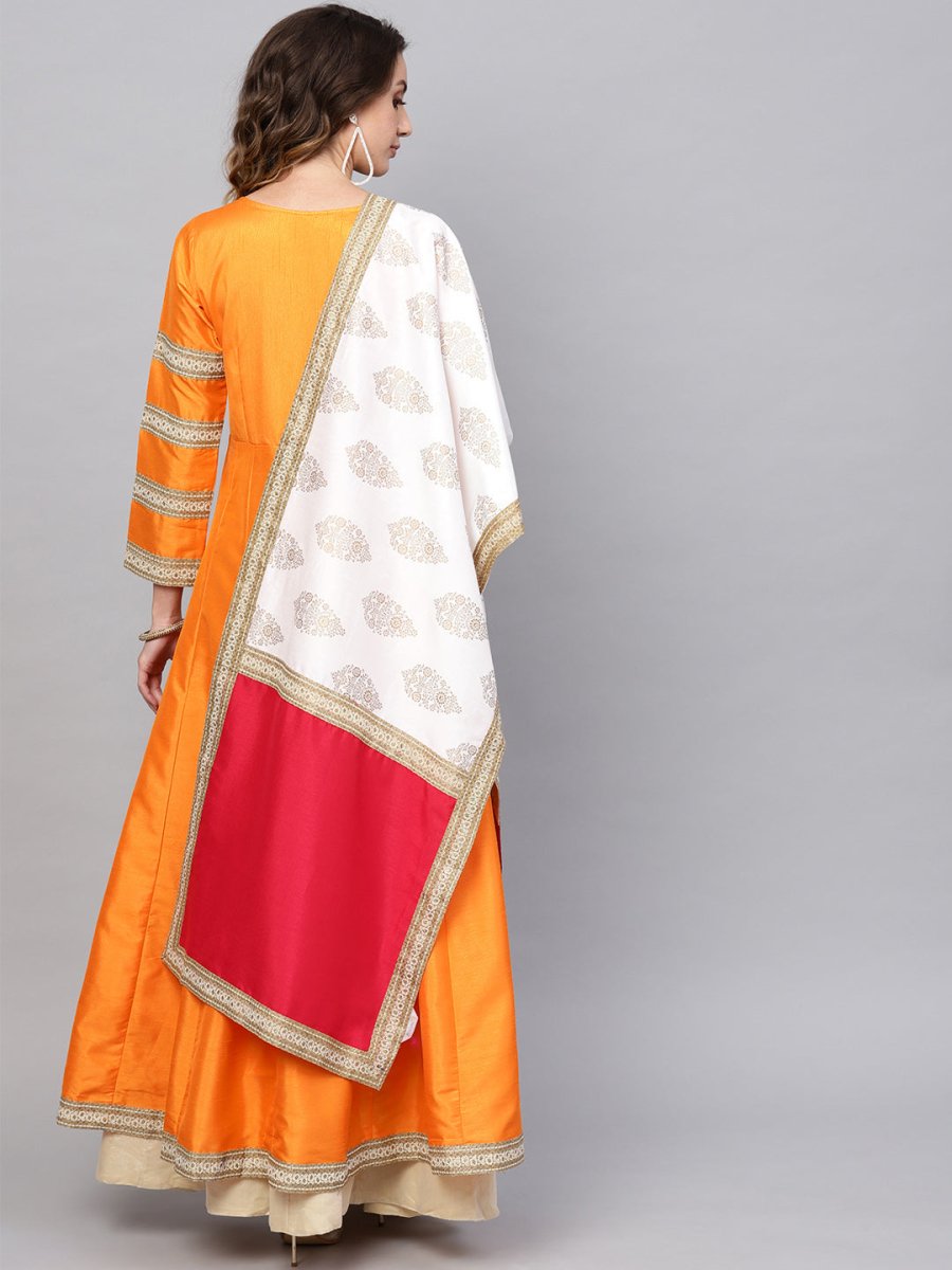 Ahalyaa Solid Pleated Kurta with Dupatta