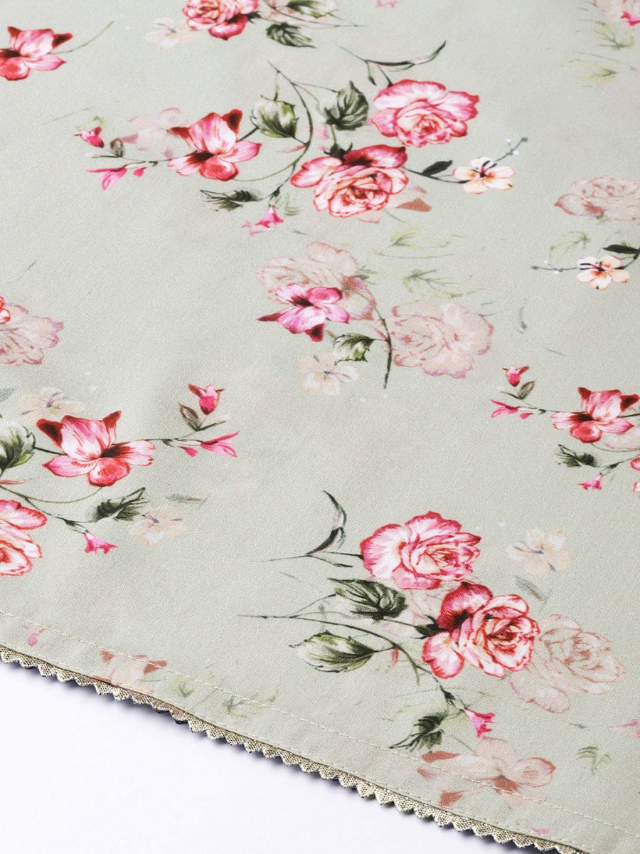 Ahalyaa Women Grey & Pink Printed Straight Kurta with Dupatta