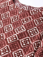 Thumbnail for Ahalyaa Women Maroon & Off-White Printed Anarkali Kurta with Dupatta