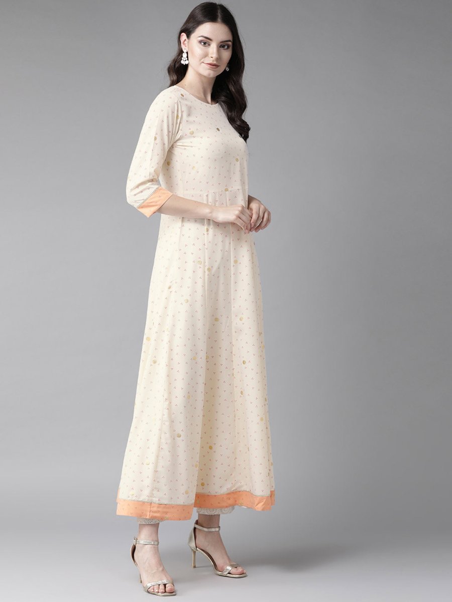 Ahalyaa Cream Kurta with Dupatta Set