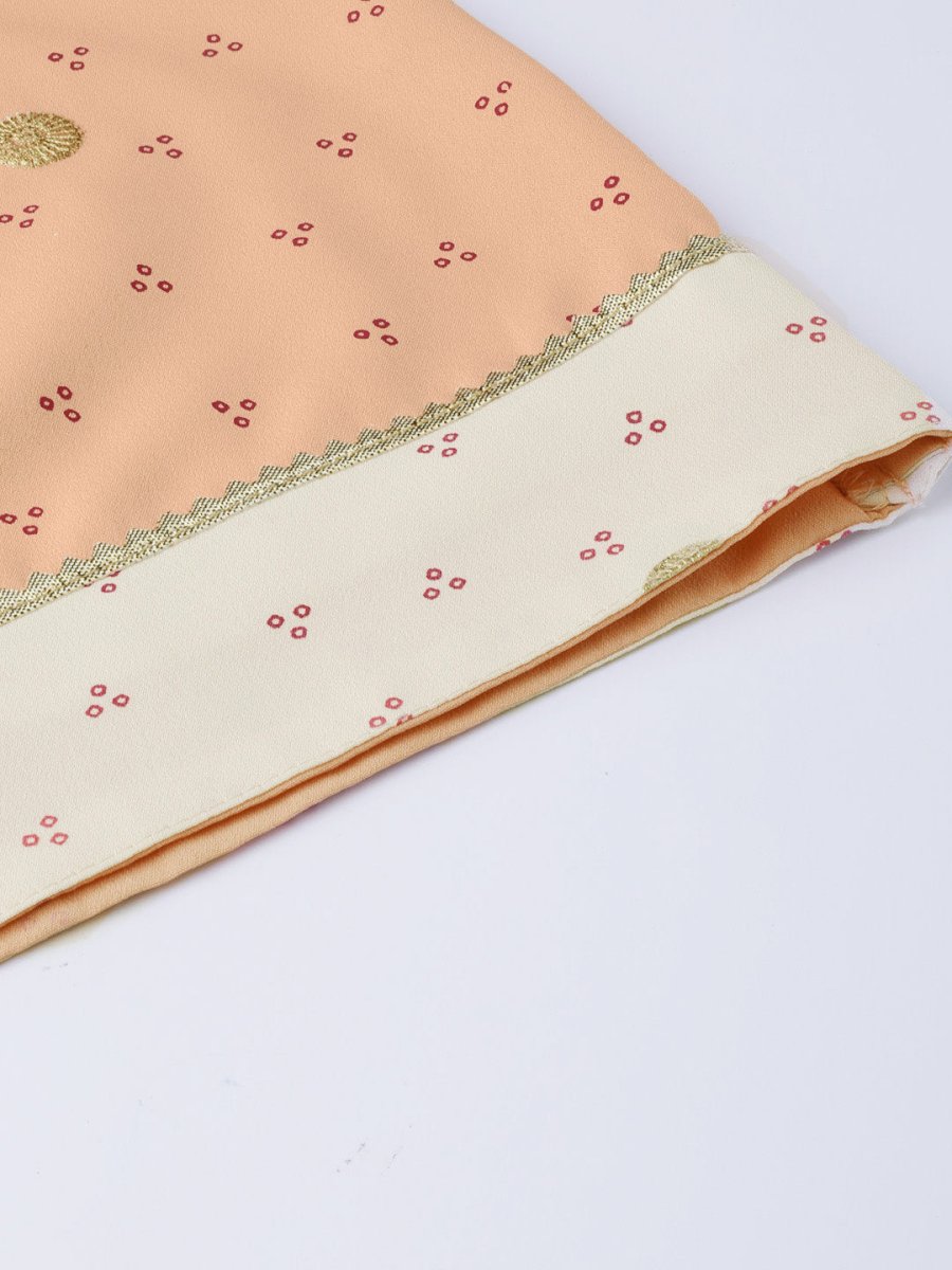 Ahalyaa Women Peach-Coloured & Rust Orange Printed Maxi Dress With Dupatta