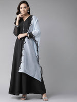 Thumbnail for Ahalyaa Women Black Solid Maxi Dress With Dupatta