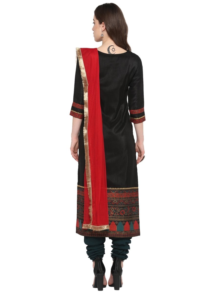 Ahalyaa Women Black & Red Kurta Set