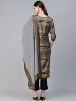 Thumbnail for Ahalyaa Black & Golden Screen Printed Kurta with Trousers & Chevron Dupatta