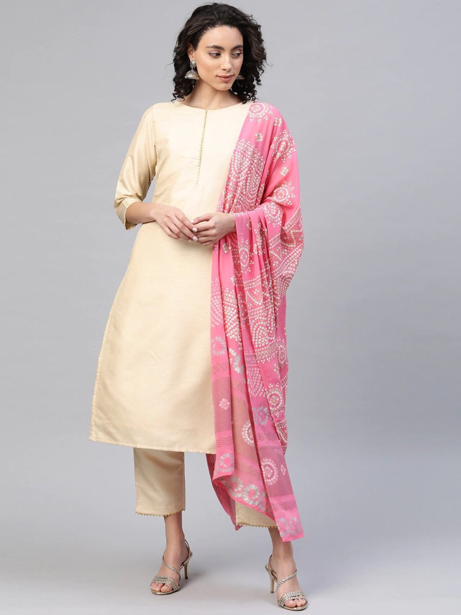 Ahalyaa Beautiful Poly Silk Kurta Pant With Dupatta Set