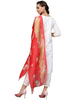 Thumbnail for Ahalyaa White Straight Cotton Kurta Set
