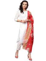Thumbnail for Ahalyaa White Straight Cotton Kurta Set