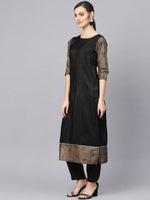 Thumbnail for Ahalyaa Black Solid Kurta with Trousers & Dupatta