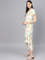 Thumbnail for Ahalyaa Women Off white Printed Kurta Set