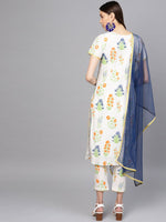 Thumbnail for Ahalyaa Women Off white Printed Kurta Set