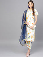 Thumbnail for Ahalyaa Women Off white Printed Kurta Set