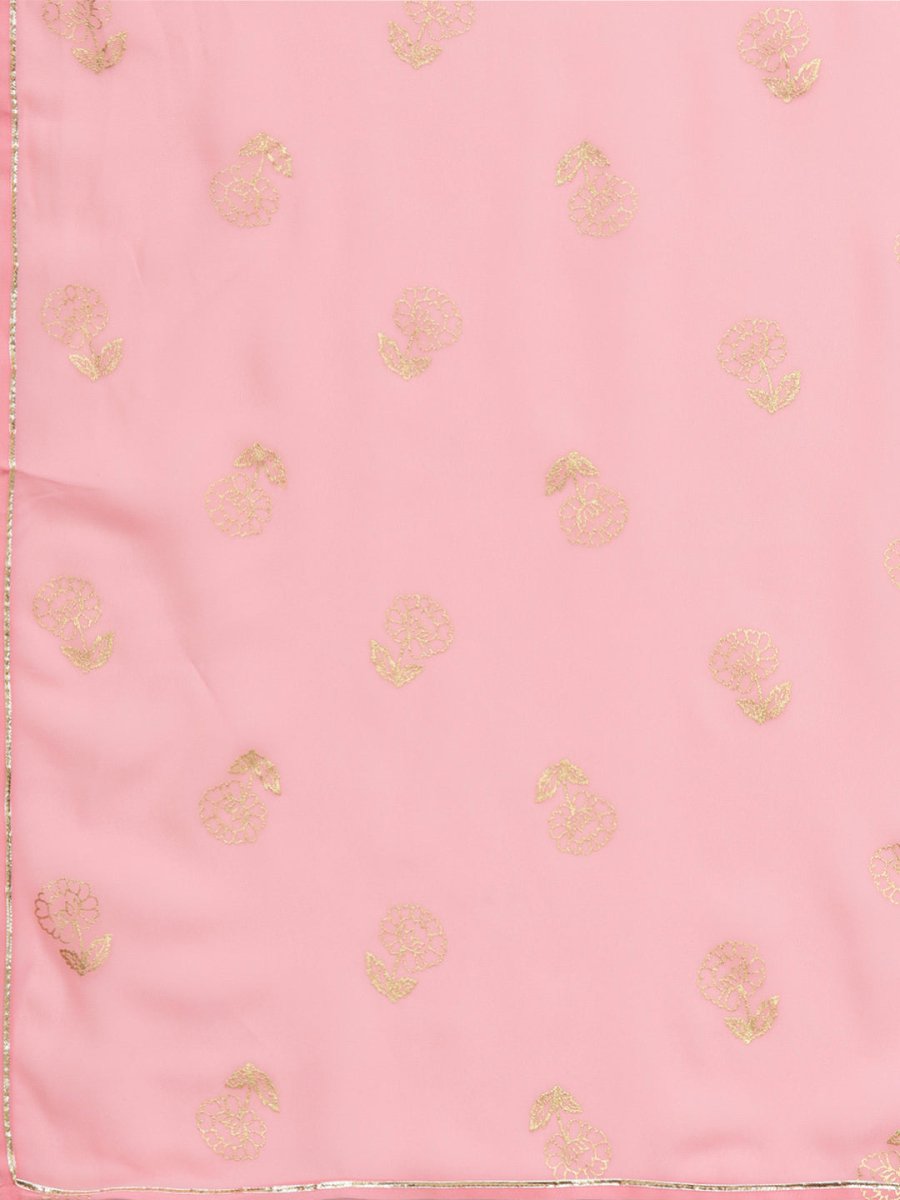 Ahalyaa Women Yellow & Pink Printed Kurta with Palazzos & Dupatta