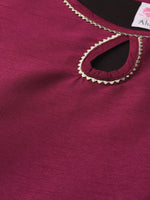 Thumbnail for Ahalyaa Women Magenta & Grey Solid Anarkali Kurta with Palazzos & Floral Dupatta
