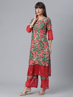 Thumbnail for Ahalyaa Women Green Floral Printed Regular Kurta With Palazzos & Dupatta